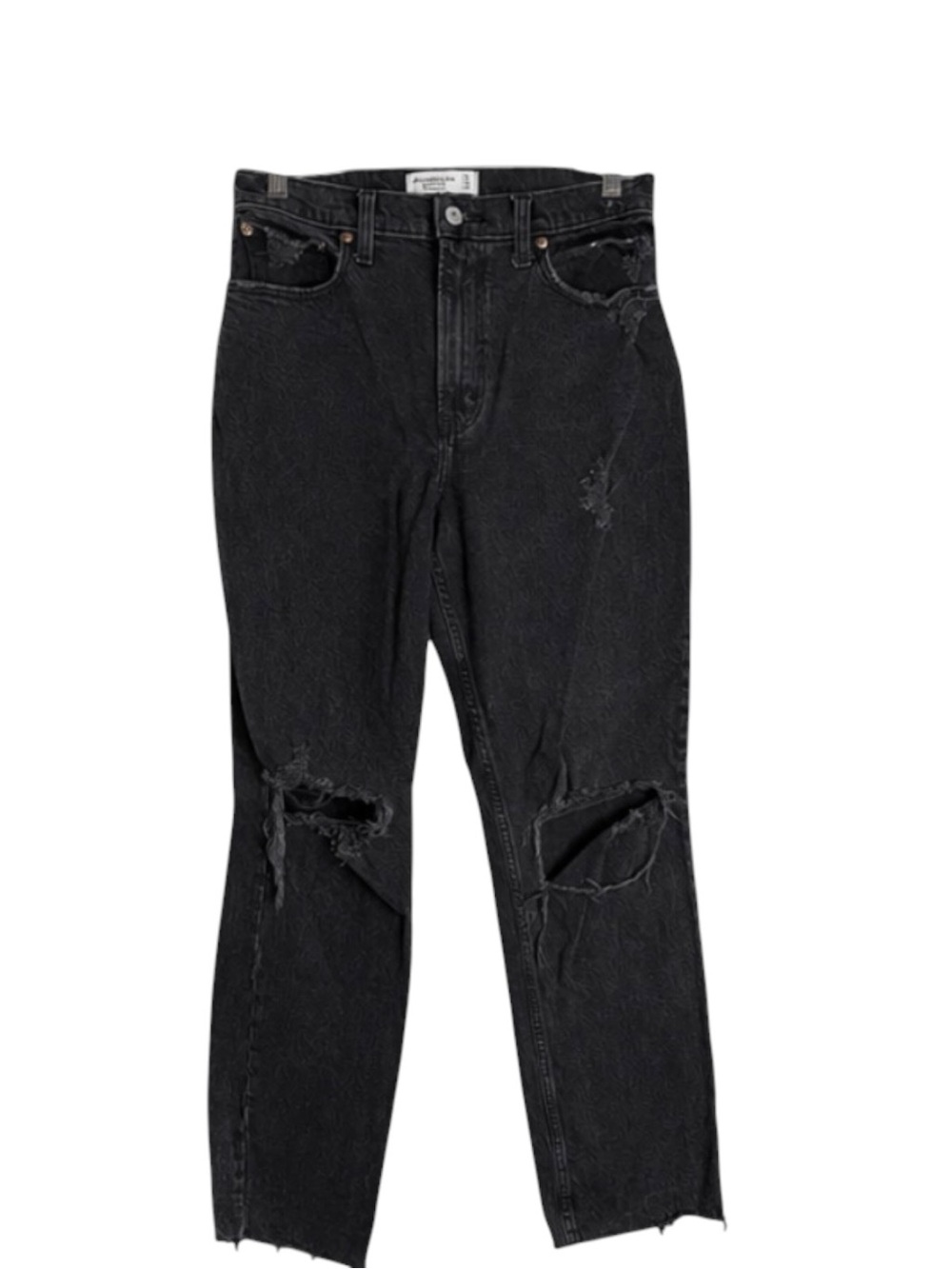 Abercrombie & Fitch Curve Love ’90s Straight Distressed Black Jeans 27 4R